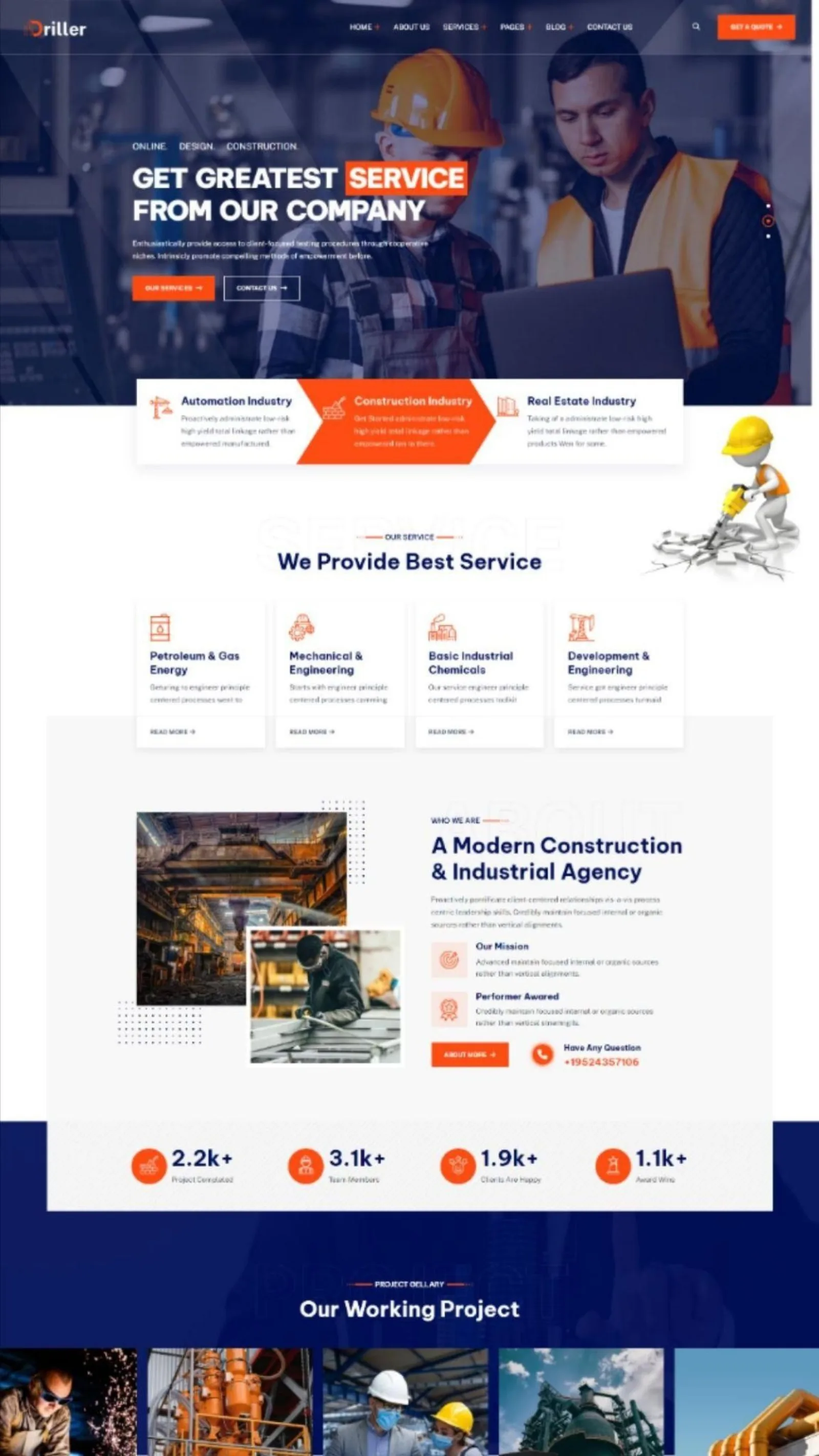 Houston handyman website design mockup featuring a clean services homepage
