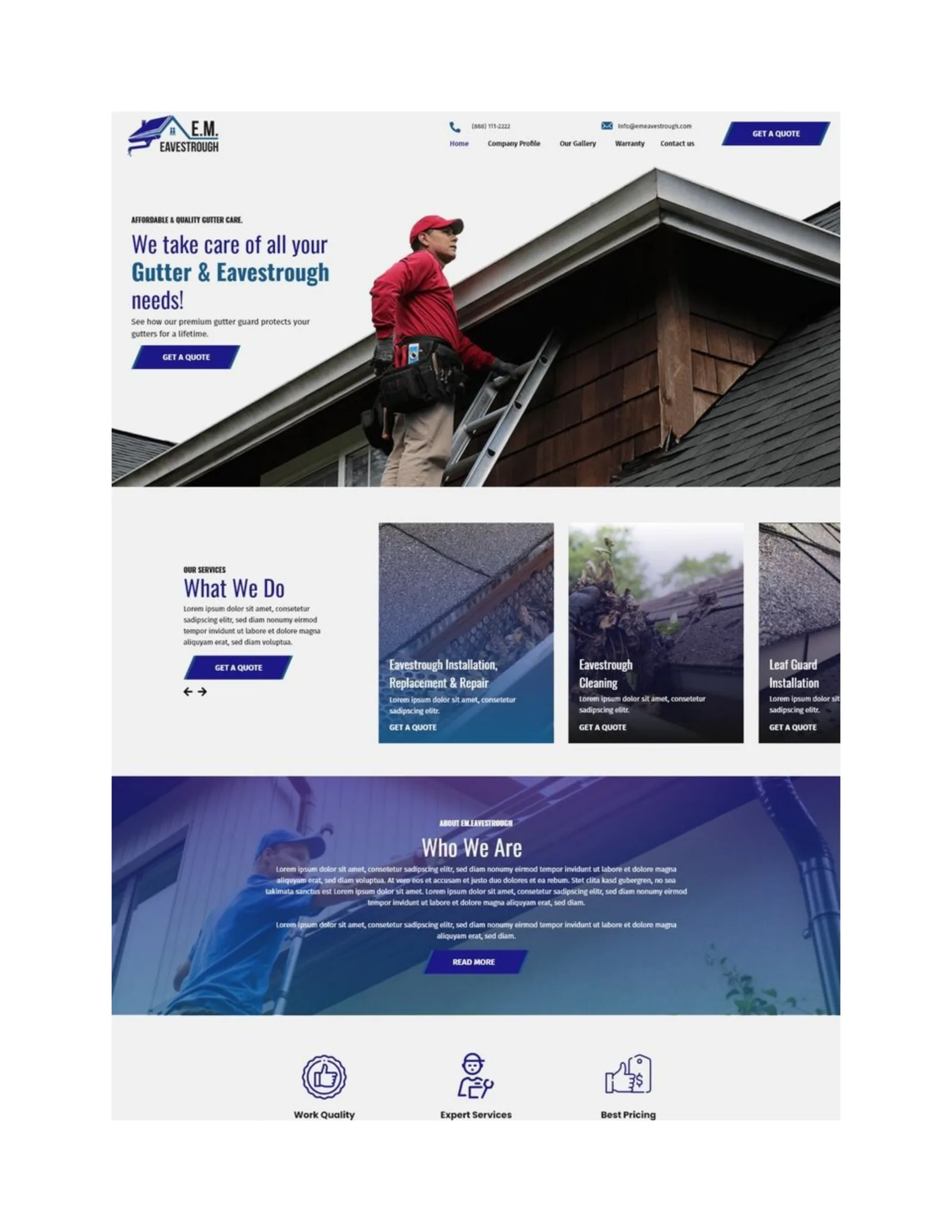 Tampa seamless gutter contractor website design mockup by FixerCRM