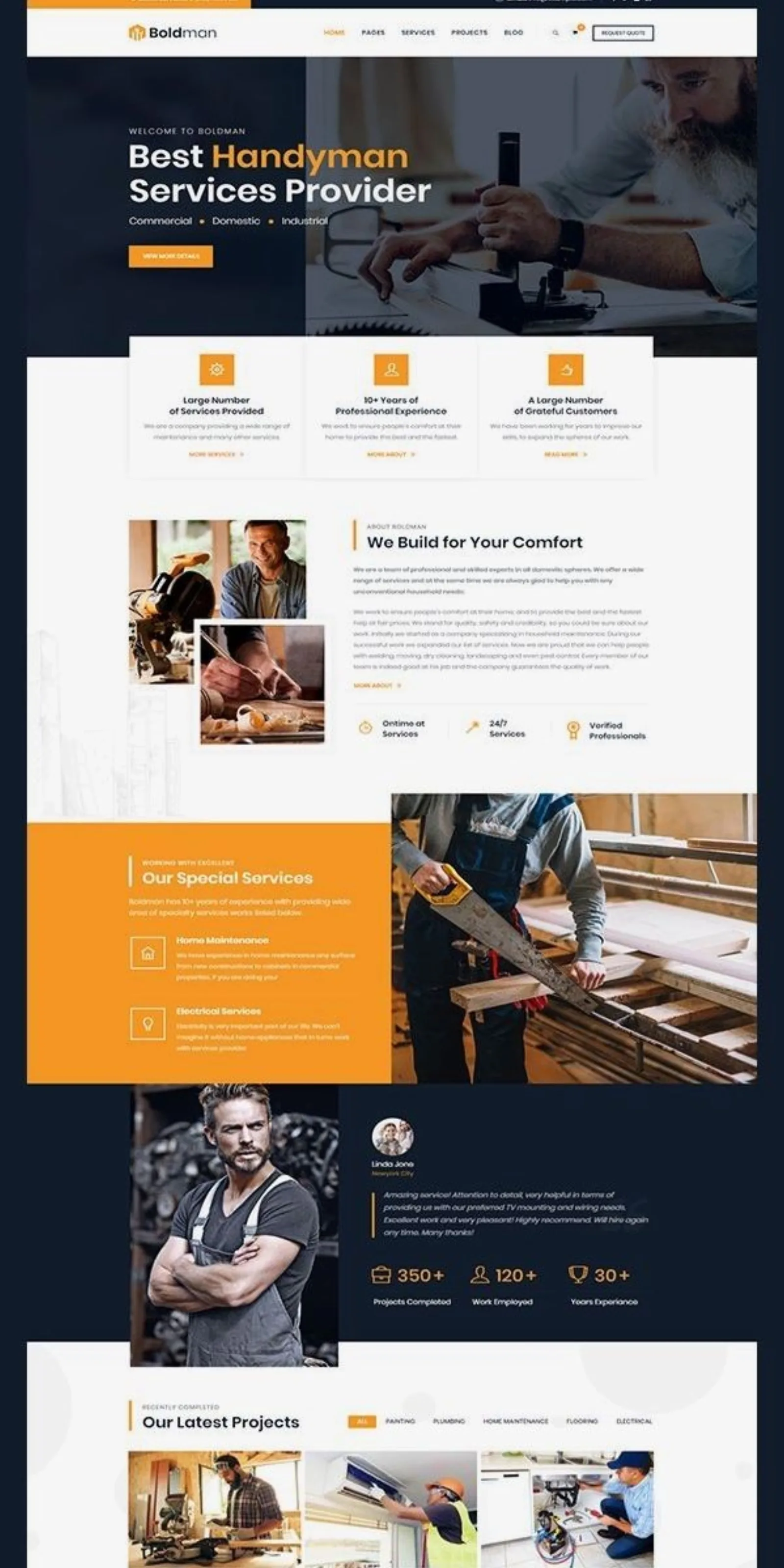 Tampa handyman website design mockup showcasing a modern contractor homepage